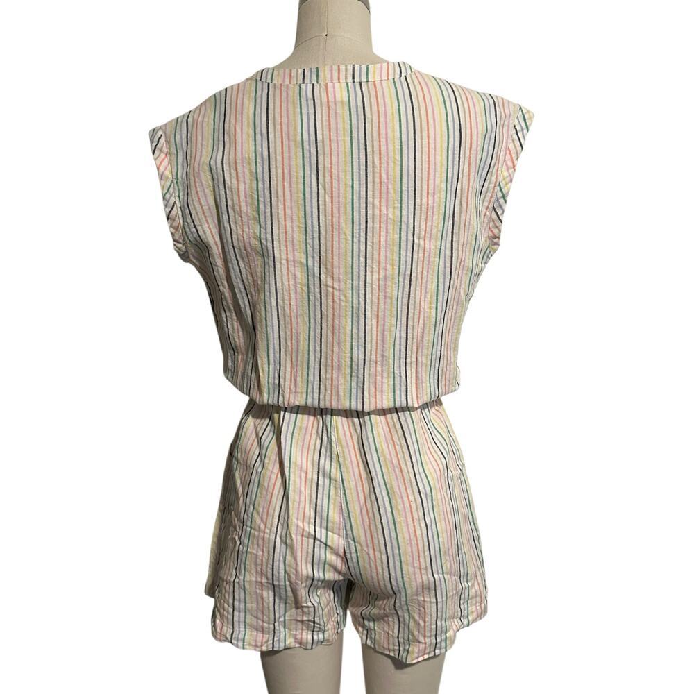 NWT Gap Girls Linen Blend Rainbow Striped Romper Shorts XL 14/16 - Picture 3 of 8